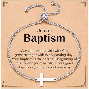 Cross Link Bracelet Baptism Confirmation Gifts for Daughter Granddaughter Niece Friends