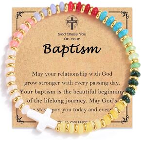 Cross Bracelet Easter Baptism Confirmation First Communion Christian Catholic Religious Gifts for Girls, Easter Basket Stuffers for Kids Teens Girls -Christmas Valentines Birthday Gifts