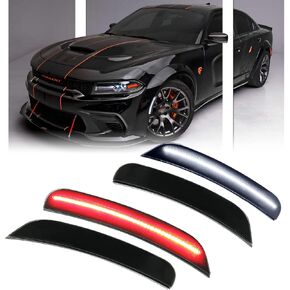 4 PCS Front Rear LED Side Marker Lights Assembly for Dodge Charger 2015 2016 2017 2018 2019 2020 2021 2022 2023, Smoked Lens Front Rear Bumper Marker Lamps, White & Red LED Light