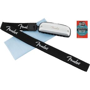 Fender Blues DeVille Harmonica - Key of C Bundle with Carrying Case, Austin Bazaar Instructional Manual, and Polishing Cloth