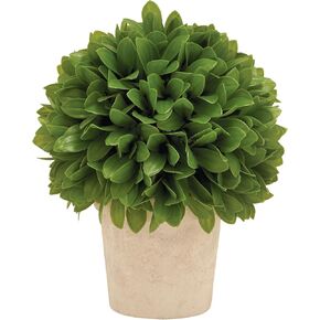 Deco 79 Faux Voice Noage Boxwood Topiary Ball Noage Noage Ball مع وعاء الورق البيج ، 8 "× 8" × 10 "، أخضر