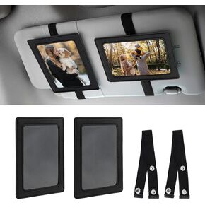 CARFIB 2pcs Car Picture frame Sun Visor Photo Frame Leather Display Memorial Pictures for Couple Family Universal Vehicle Personalized Decor Black