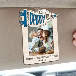 Personalized Best Grandpa Ever Picture Frame, Car Visor Picture Frames, Car Pictures Holder, Gift for Grandfather Cars Accessories, Father Day Gifts, Photo Wooden Frame, Drive Safe Papa Visor Clip
