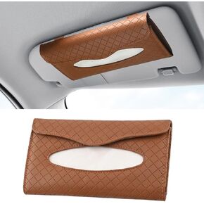 Car Tissue Holder, PU Leather Auto Napkin Holder for Visor & Backseat, Automotive Mask Organizer Case to Keep Vehicle Tidy, Universal Interior Accessories for Sedan Truck SUV (Black)