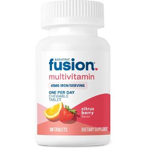 Bariatric Fusion One Per Day Bariatric Multivitamin with Iron Chewable | Citrus Berry Flavor | Vitamins for Gastric Bypass and Sleeve Gastrectomy | Non-GMO | 30 Count