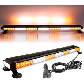Braveway 45 بوصة LED LED شريط الضوء الأبيض ، العنبر الأبيض ، الطوارئ عالية الكثافة وميض أضواء منارة تحذير مع قاعدة مغناطي