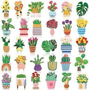 30 Pcs Cute Flowers Plant Enamel Pins Bulk Spring Cartoon Animal Floral Enamel Lapel Brooch Pins Gift Set for Backpack