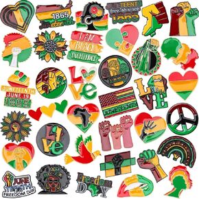36PCS Juneteenth Freedom Day Enamel Pins Free-ish Since 1865 Lapel Pins Black History Badges Brooch Black Emancipation Day Activity Supplies Gift Juneteenth Day Party Favors Accessories