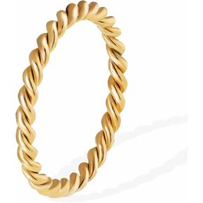 Stacking Rings for Women, Dainty 18K Gold Plated Stainless Steel Non-Tarnish Waterproof Stackable Band Size 4-11