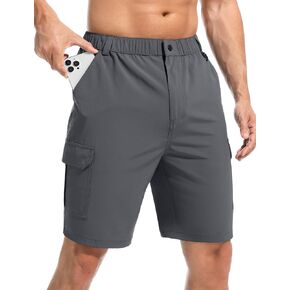 Men's 9" Hiking Cargo Shorts with 6 Pockets Lightweight Quick Dry Stretch Shorts for Men Travel Golf Outdoor Casual