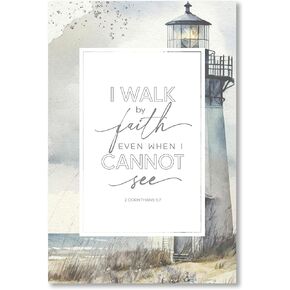Dexsa I Walk by Faith Wood Frame Wall Plaque 6 "X9" | صنع في الولايات المتحدة | هدية رائعة | المشاعر الملهمة | شماعات معدنية و easel على الظهر | معلقة الذات أو الجدار
