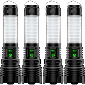 Flashlights 100000 High Lumens Rechargeable - 360° COB Lantern Camping Flashlight 2000 Meters Long Beam Super Bright LED Flash Light, Waterproof, 20H Runtime,5 Modes,Zoomable Handheld Flashlight