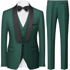 Men's 3 Piece Tuxedo Suit for Men One Button Jacket Suits Slim Fit for Wedding Prom Blazer Vest Pants
