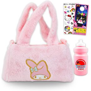 SANRIO My Melody Duffle Bag Set for Kids - Bundle with Cute Luggage Carry On Suitcase Bag Plus Water Bottle, Stickers, More My Melody Travel Luggage Set