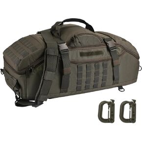 Travel Gym Duffle Bag Tactical, for Men Women Multi-functional Backpack,3 in 1 Shoulder Bag Backpack Handbag for Sports Hiking Camping, Water Resistant & Easy Clean (Black, 65L)