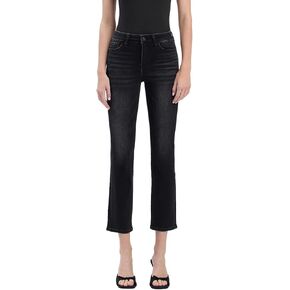 VERVET High Rise Ankle Slim Straight Jeans V3633BK