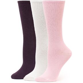 HUE Women's Casual Ribbed Must-Have Crew Lightweight Athletic Socks 3 Pair Pack