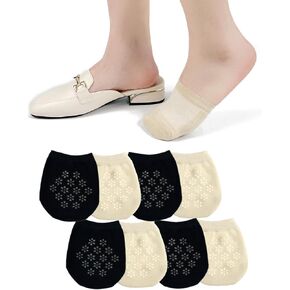 Toe Socks for Mules, Half Socks No Show Toe Toppers Covers for Women, Invisible Footies for Flat Clogs 4/6/8 pairs