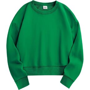 Stelle Cropped Sweatshirts for Women Cotton Long Sleeve Crop Tops Crewneck Pullover Oversized Sweater