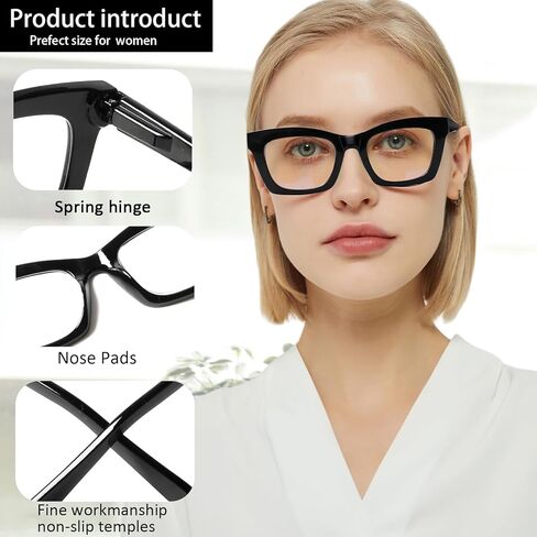 ZOECENT 6 Pack Oprah Style Reading Glasses for Women Blue Light Blocking Computer Square Readers with Spring Hinge in Kuwait