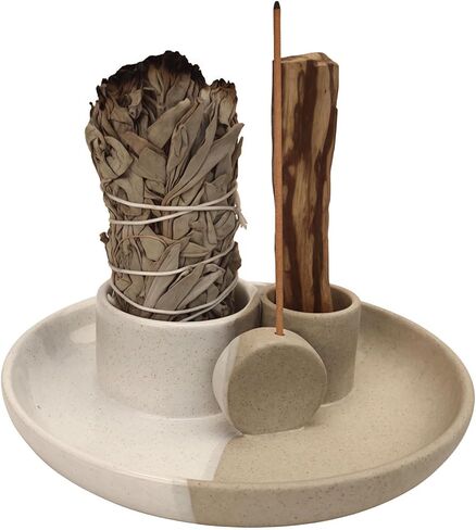 4 in 1 Incense Holder, Ceramic Incense Stick and Palo Santo Holder,Sage Holder for Burning- 5.5" Ceramic Ash Catcher Tray for Meditation and Yoga Room in Saudi Arabia
