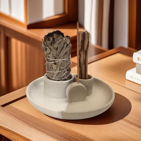 4 in 1 Incense Holder, Ceramic Incense Stick and Palo Santo Holder,Sage Holder for Burning- 5.5" Ceramic Ash Catcher Tray for Meditation and Yoga Room in Saudi Arabia