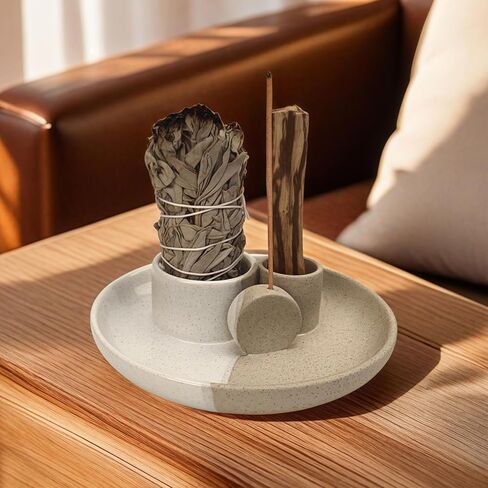 4 in 1 Incense Holder, Ceramic Incense Stick and Palo Santo Holder,Sage Holder for Burning- 5.5" Ceramic Ash Catcher Tray for Meditation and Yoga Room in Saudi Arabia