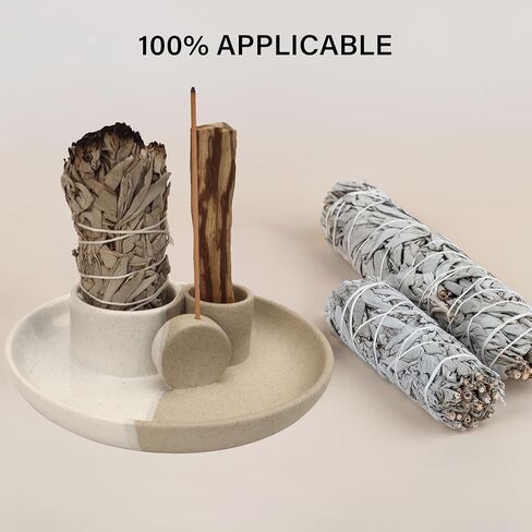 4 in 1 Incense Holder, Ceramic Incense Stick and Palo Santo Holder,Sage Holder for Burning- 5.5" Ceramic Ash Catcher Tray for Meditation and Yoga Room in Saudi Arabia