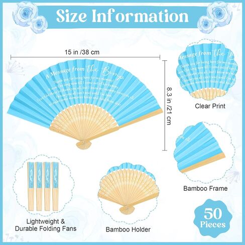 Baby Shower Favors for Guests Folding Paper Fans a Message from The Bump Favors Bamboo Fans with Thank You Tags Handheld Fans Baby Shower Party Favor for Girl Gender Reveal(Blue,25) in Saudi Arabia