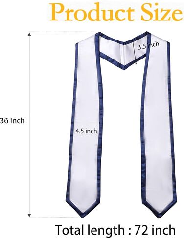 Unisex Graduation Stole Classic End with Trim Graduation Sash for Adult 72" Long in Kuwait