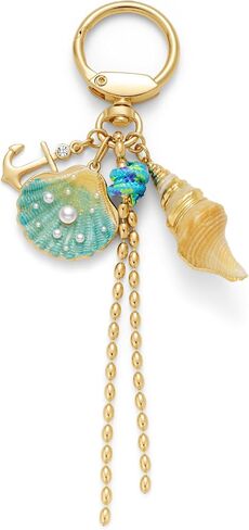 سحر حقيبة للنساء - 8 كرة ، قمة مزدوجة ، محارة صدف زرقاء ، هدايا حقيبة Heart Hand -Charm Gold. in Kuwait