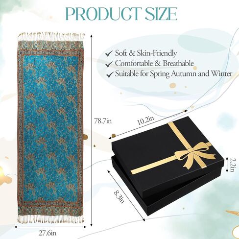 Hercicy Reversible Paisley Pashmina Rave Scarf for Women Soft Shawls and Wraps with Fringe for Evening Dress in Gift Box in Saudi Arabia