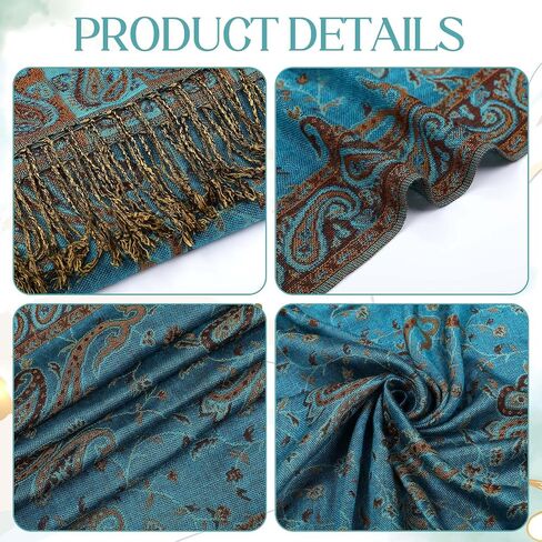 Hercicy Reversible Paisley Pashmina Rave Scarf for Women Soft Shawls and Wraps with Fringe for Evening Dress in Gift Box in Saudi Arabia