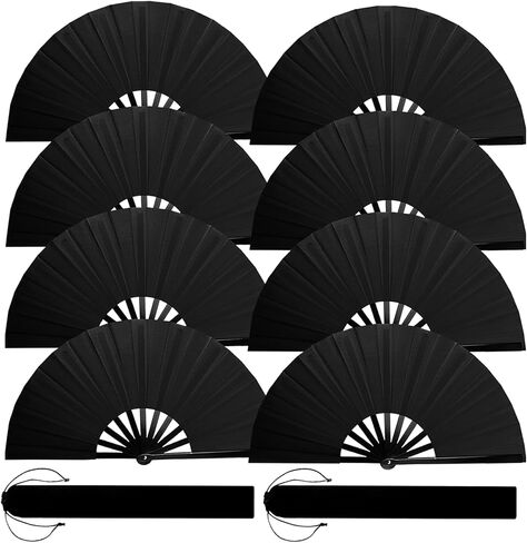 40 Pack White Paper Fans Set, Handheld Blank Folding Fans with Organza Bags and Cards, 8inch Bamboo Wedding Fans Bulk for Wedding Parties, DIY Decoration, Dancing Party in Kuwait