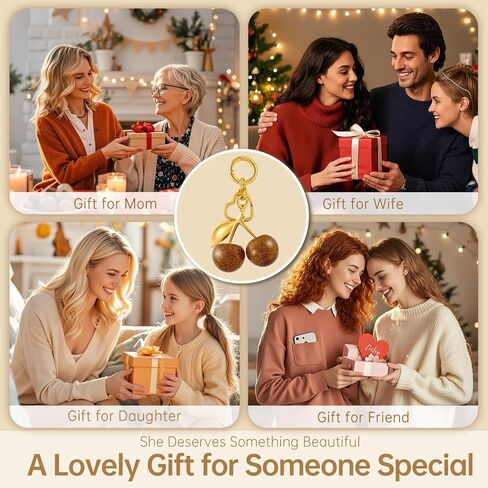 Beige Orange Cherry Bag Charms Keychain, Cute Heart Shaped Purse Charms for Women, Handbag Accessories, Stylish Gift. in Saudi Arabia
