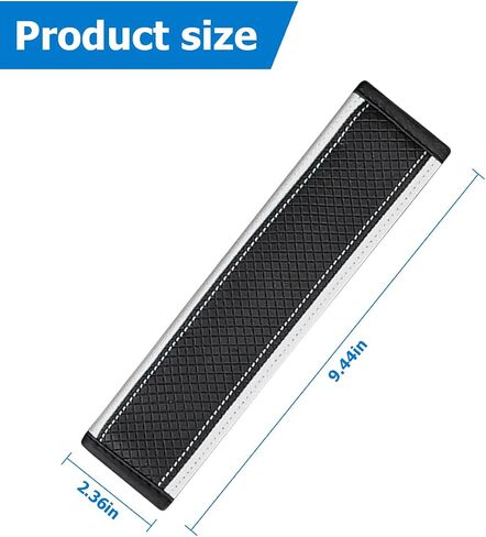 Car Seat Belt Cover, 2PCS Carbon Fiber Leather Vehicle Strap Harness Pad to Protect Your Neck and Shoulder, Auto Interior Seatbelt Protection Cushion Accessories, Universal Fit (Black/White) in Saudi Arabia