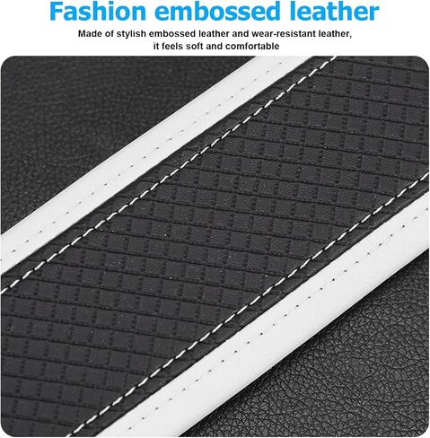 Car Seat Belt Cover, 2PCS Carbon Fiber Leather Vehicle Strap Harness Pad to Protect Your Neck and Shoulder, Auto Interior Seatbelt Protection Cushion Accessories, Universal Fit (Black/White) in Saudi Arabia