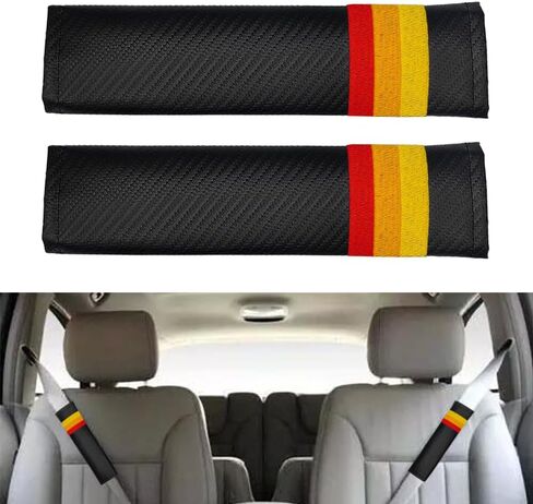 2Pcs Tri-Color 3 Color Sport Seat Belt Cover Shoulder Pad Carbon Fibre Leather Car Seat Belt Pads Safety Belt Shoulder Protector Accessories Compatible with BMW Car. (Blue, Red) in Saudi Arabia