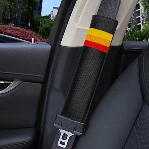 2Pcs Tri-Color 3 Color Sport Seat Belt Cover Shoulder Pad Carbon Fibre Leather Car Seat Belt Pads Safety Belt Shoulder Protector Accessories Compatible with BMW Car. (Blue, Red) in Saudi Arabia