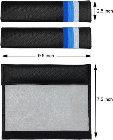 2Pcs Tri-Color 3 Color Sport Seat Belt Cover Shoulder Pad Carbon Fibre Leather Car Seat Belt Pads Safety Belt Shoulder Protector Accessories Compatible with BMW Car. (Blue, Red) in Saudi Arabia