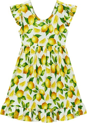 Bamboo Viscose Dress for Girls Little Kids and Toddler Ruffle Sleeveless Girls Casual Dress in Saudi Arabia