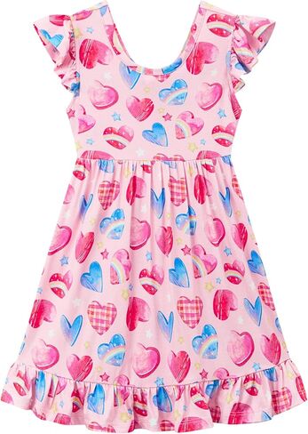 Bamboo Viscose Dress for Girls Little Kids and Toddler Ruffle Sleeveless Girls Casual Dress in Saudi Arabia