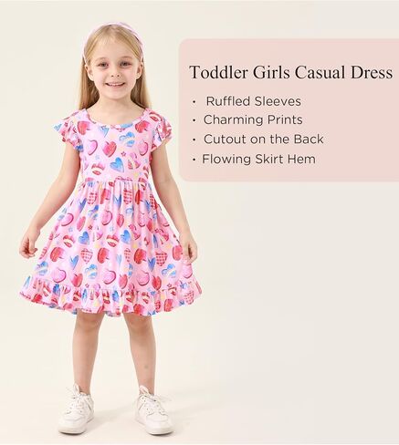 Bamboo Viscose Dress for Girls Little Kids and Toddler Ruffle Sleeveless Girls Casual Dress in Saudi Arabia