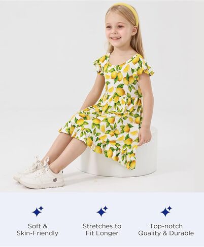 Bamboo Viscose Dress for Girls Little Kids and Toddler Ruffle Sleeveless Girls Casual Dress in Saudi Arabia