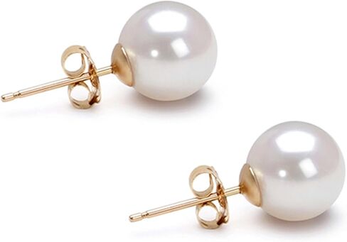Japanese Akoya Cultured Pearl Earrings Stud AAAA Graded 5-10mm White Stud Earrings for Women with 14K Gold Settings and Jewelry Gift Box - Orien Jewelry in Kuwait