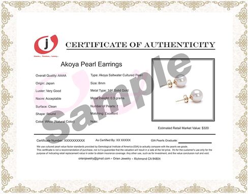 Japanese Akoya Cultured Pearl Earrings Stud AAAA Graded 5-10mm White Stud Earrings for Women with 14K Gold Settings and Jewelry Gift Box - Orien Jewelry in Kuwait