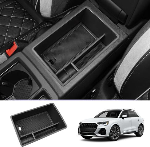 LUWU for 2019 2020 2021 2022 2023 2024 Audi Q3 Center Console Organizer 2024 2025 Audi Q3 Accessories 2024 2025 Audi Q3 F3 Armrest Console Organizer 2025 Q3 Audi Armrest Organizer Insert Tray (Black) in Saudi Arabia