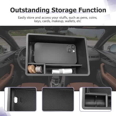 LUWU for 2019 2020 2021 2022 2023 2024 Audi Q3 Center Console Organizer 2024 2025 Audi Q3 Accessories 2024 2025 Audi Q3 F3 Armrest Console Organizer 2025 Q3 Audi Armrest Organizer Insert Tray (Black) in Saudi Arabia