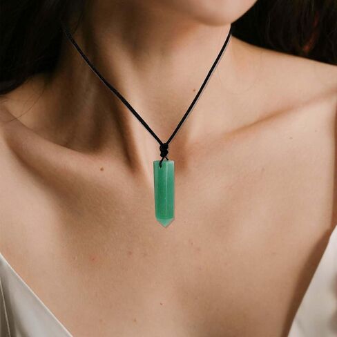 Runyangshi Rose Quartz Pendants Single Pointed Natural Crystal Quartz Necklace 6 Faceted Chakra Crystal Wand for Men Women Hand-Woven Rope Gift in Kuwait