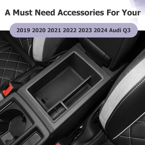 LUWU for 2019 2020 2021 2022 2023 2024 Audi Q3 Center Console Organizer 2024 2025 Audi Q3 Accessories 2024 2025 Audi Q3 F3 Armrest Console Organizer 2025 Q3 Audi Armrest Organizer Insert Tray (Black) in Saudi Arabia